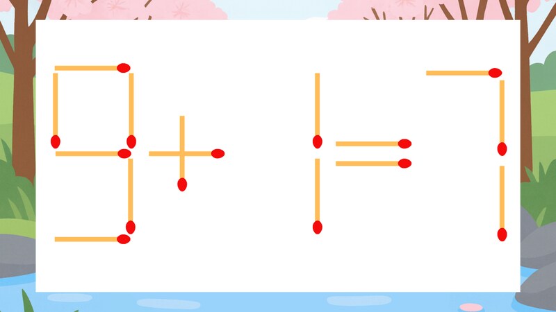 【マッチ棒クイズ】1本だけ動かして正しい式に:9+1=7?の画像