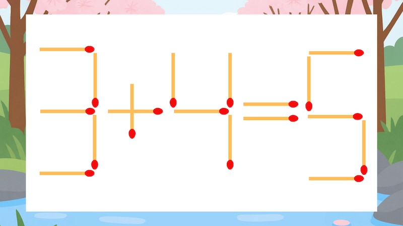 【マッチ棒クイズ】1本だけ動かして正しい式に：3+4=5？の画像