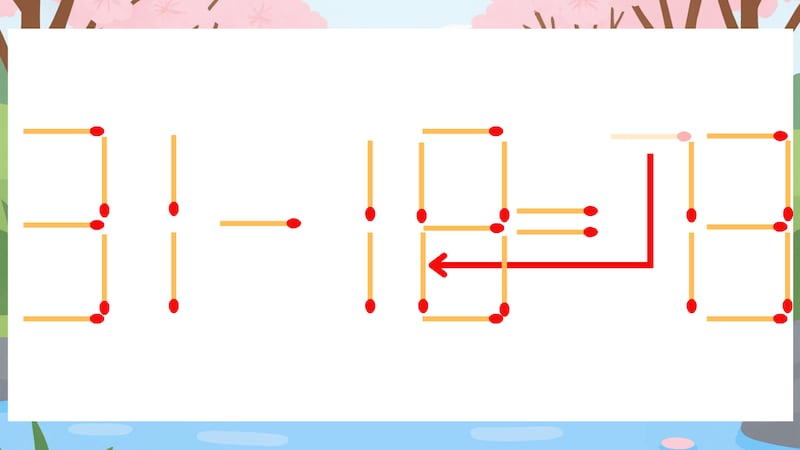 【マッチ棒クイズ】1本だけ動かして正しい式に：31-19=73？の正解画像