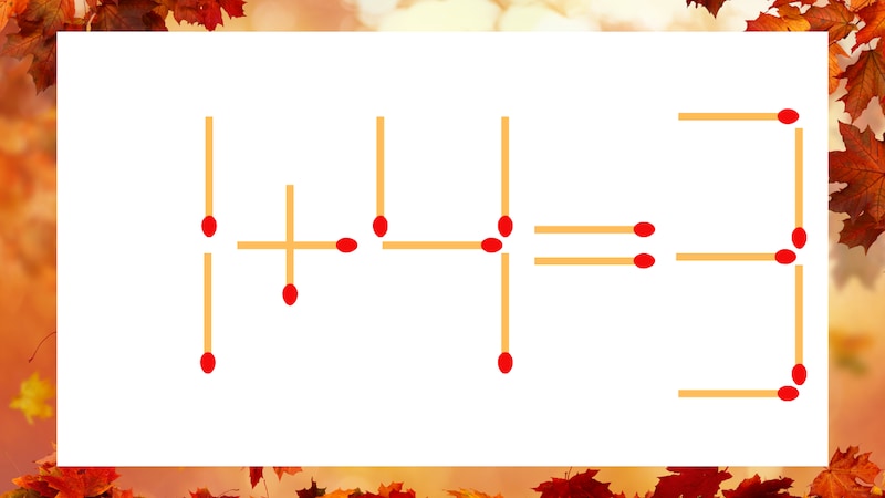 【マッチ棒クイズ】1本だけ動かして正しい式に：1+4=3？の画像