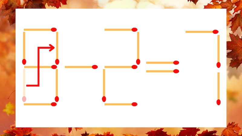 【マッチ棒クイズ】1本だけ動かして正しい式に：6-2=7？の正解画像