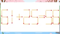 【マッチ棒クイズ】1本だけ動かして正しい式に：61+25=56？