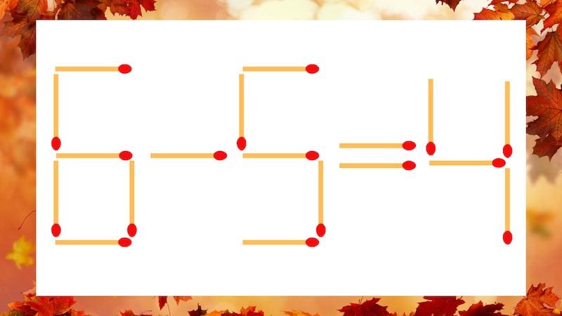 【マッチ棒クイズ】1本だけ動かして正しい式に：6-5=4？の画像