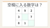 【数字パズル】秒で解けたら数学センスあり！3×3魔方陣の空欄を埋めよ