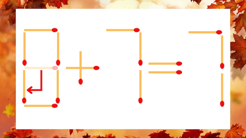 【マッチ棒クイズ】1本だけ動かして正しい式に：9+7=7？の正解画像
