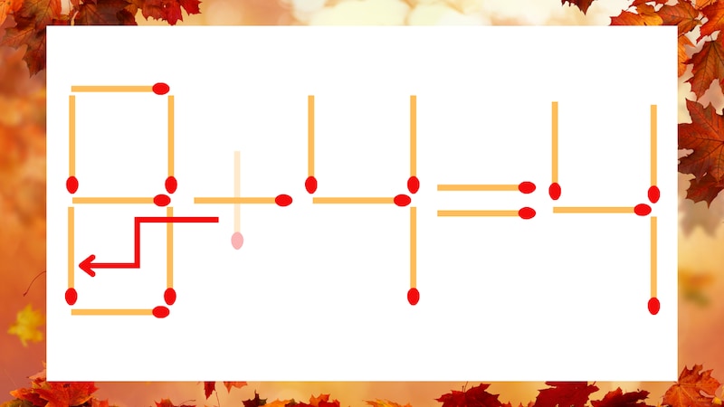 【マッチ棒クイズ】1本だけ動かして正しい式に：9+4=4？の正解画像