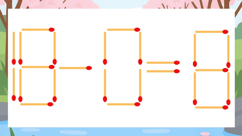 【マッチ棒クイズ】1本だけ動かして正しい式に：18-0=8？の画像