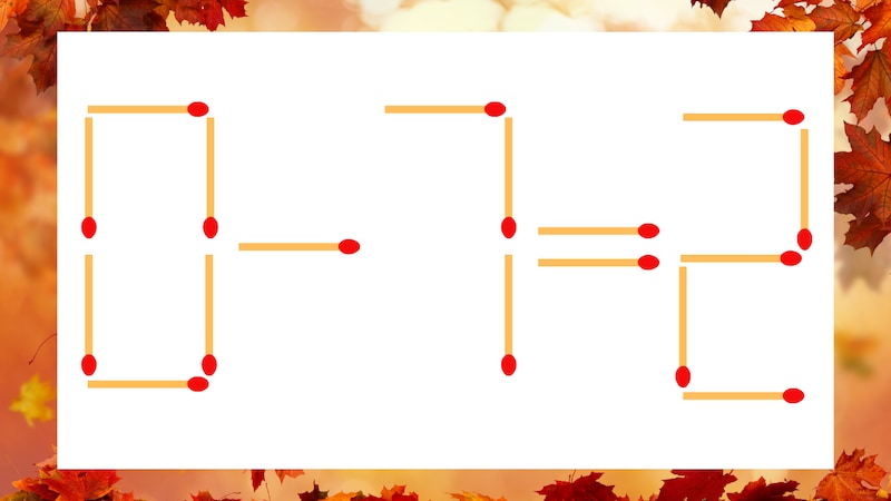 【マッチ棒クイズ】1本だけ動かして正しい式に：0-7=2？の画像