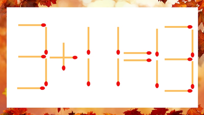 【マッチ棒クイズ】1本だけ動かして正しい式に：3+11=13？の画像