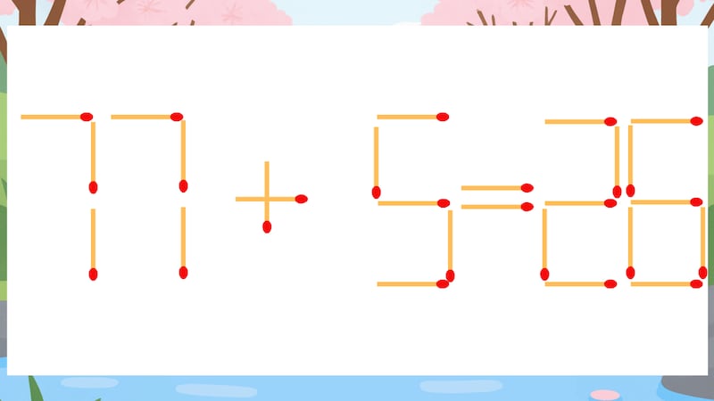 【マッチ棒クイズ】1本だけ動かして正しい式に：77+5=26？の画像
