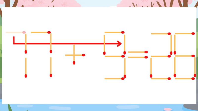 【マッチ棒クイズ】1本だけ動かして正しい式に：77+5=26？の正解画像