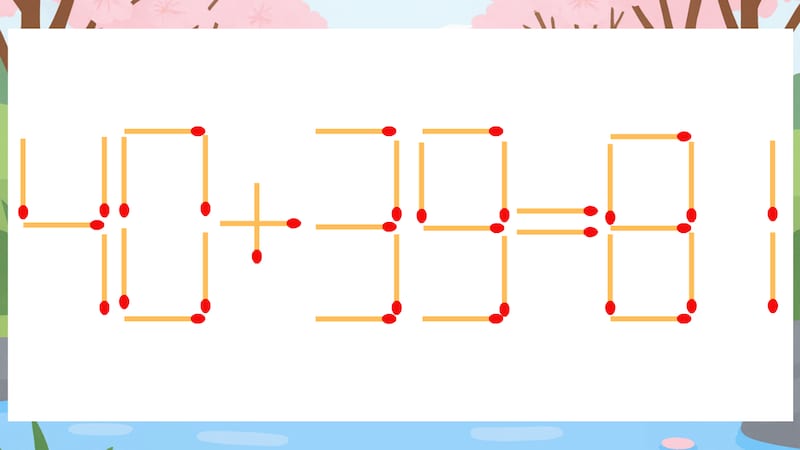 【マッチ棒クイズ】1本だけ動かして正しい式に：40+39=81？の画像