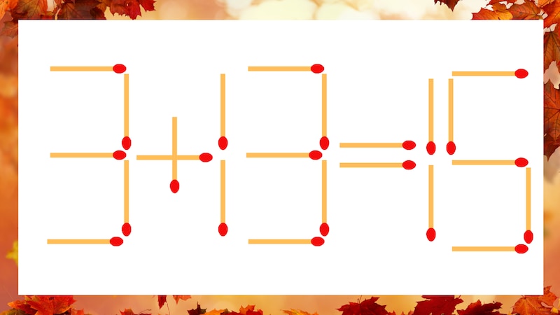 【マッチ棒クイズ】1本だけ動かして正しい式に：3+13=15？の画像