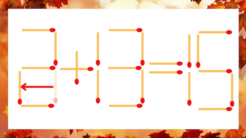 【マッチ棒クイズ】1本だけ動かして正しい式に：3+13=15？の正解画像
