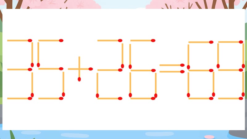 【マッチ棒クイズ】1本だけ動かして正しい式に：35+26=69？の画像