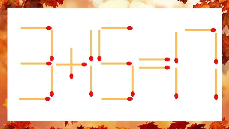 【マッチ棒クイズ】1本だけ動かして正しい式に：3+15=17？の画像