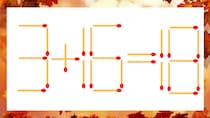 【マッチ棒クイズ】1本だけ動かして正しい式に：3+16=18？