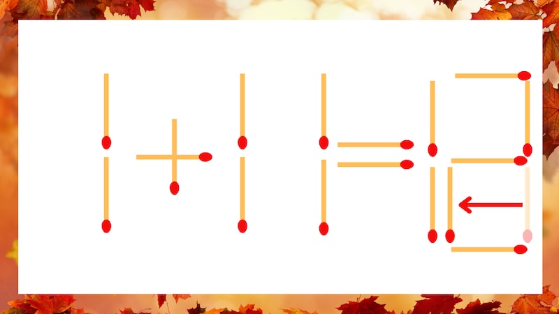 【マッチ棒クイズ】1本だけ動かして正しい式に：1+11=13？の正解画像