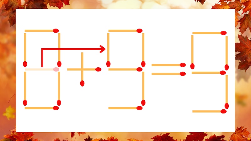 【マッチ棒クイズ】1本だけ動かして正しい式に：8+3=9？の正解画像