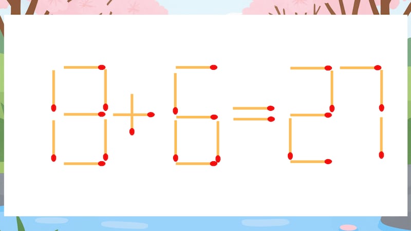 【マッチ棒クイズ】1本だけ動かして正しい式に：13+6=27？の画像