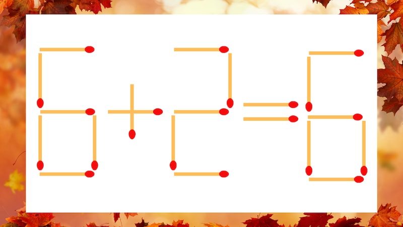 【マッチ棒クイズ】1本だけ動かして正しい式に：6+2=6？の画像