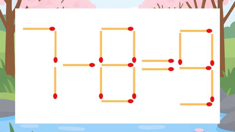 【マッチ棒クイズ】1本だけ動かして正しい式に：7-8=9？の画像