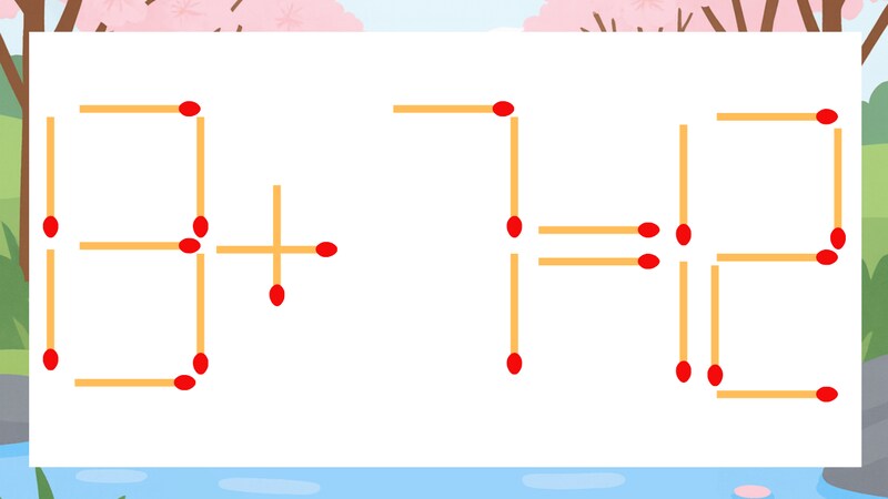 【マッチ棒クイズ】1本だけ動かして正しい式に：13+7=12？の画像