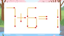 【マッチ棒クイズ】1本だけ動かして正しい式に：7+6=1？