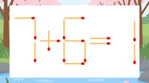 【マッチ棒クイズ】1本だけ動かして正しい式に：7+6=1？