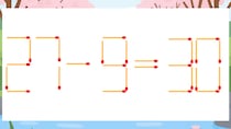 【マッチ棒クイズ】1本だけ動かして正しい式に：27-9=30？