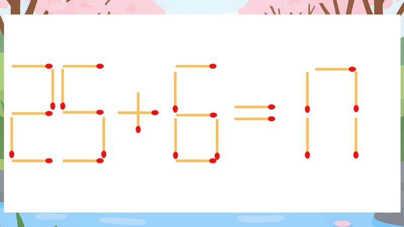 【マッチ棒クイズ】1本だけ動かして正しい式に：25+6=17？の画像