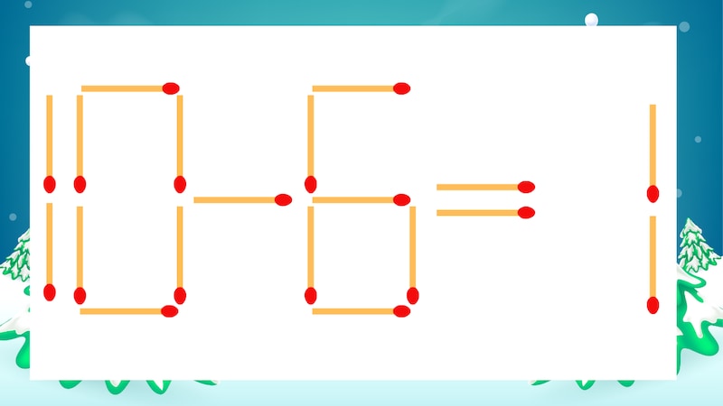 【マッチ棒クイズ】1本だけ動かして正しい式に：10-6=1？の画像