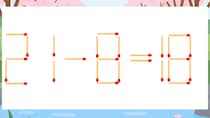 【マッチ棒クイズ】1本だけ動かして正しい式に：21-8=18？