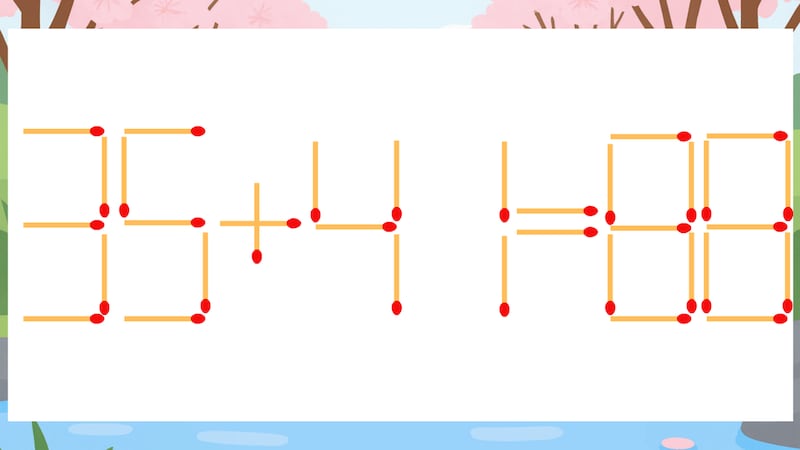 【マッチ棒クイズ】1本だけ動かして正しい式に：35+41=88？の画像