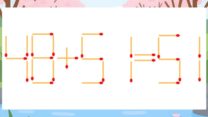 【マッチ棒クイズ】1本だけ動かして正しい式に：48+51=51？の画像