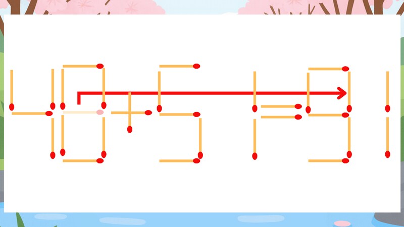 【マッチ棒クイズ】1本だけ動かして正しい式に：48+51=51？の正解画像