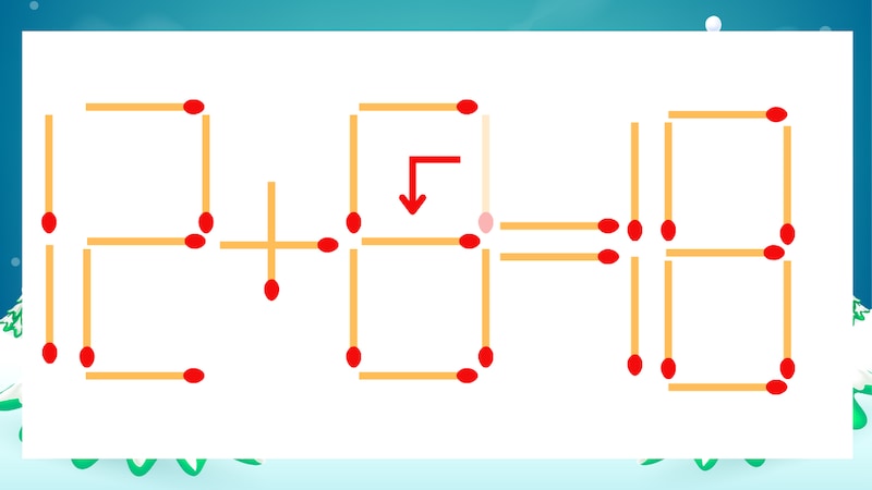 【マッチ棒クイズ】1本だけ動かして正しい式に：12+0=18？の正解画像