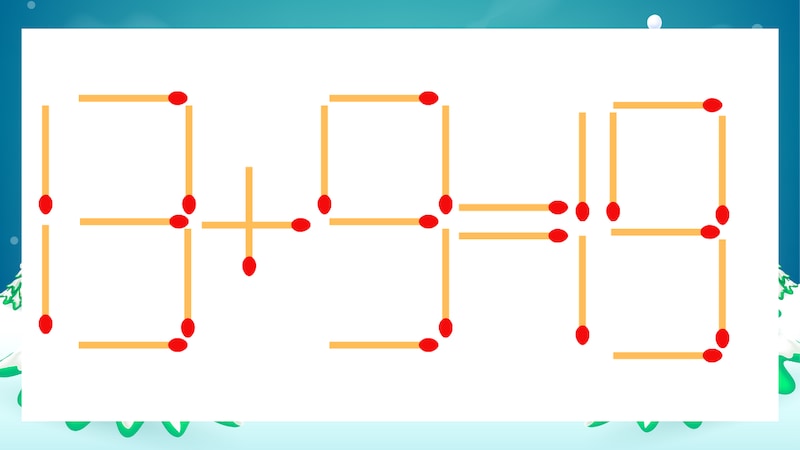 【マッチ棒クイズ】1本だけ動かして正しい式に：13+9=19？の画像