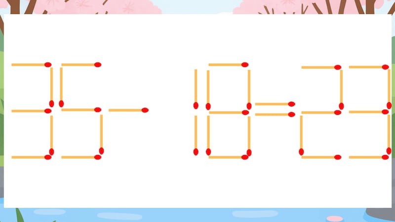 【マッチ棒クイズ】1本だけ動かして正しい式に：35-18=23？の画像