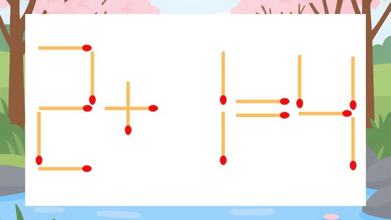 【マッチ棒クイズ】1本だけ動かして正しい式に：2+1=4？の画像