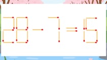 【マッチ棒クイズ】1本だけ動かして正しい式に：28-7=15？