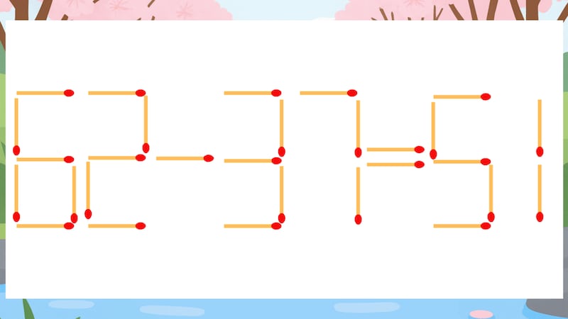 【マッチ棒クイズ】1本だけ動かして正しい式に:62-37=51?の画像