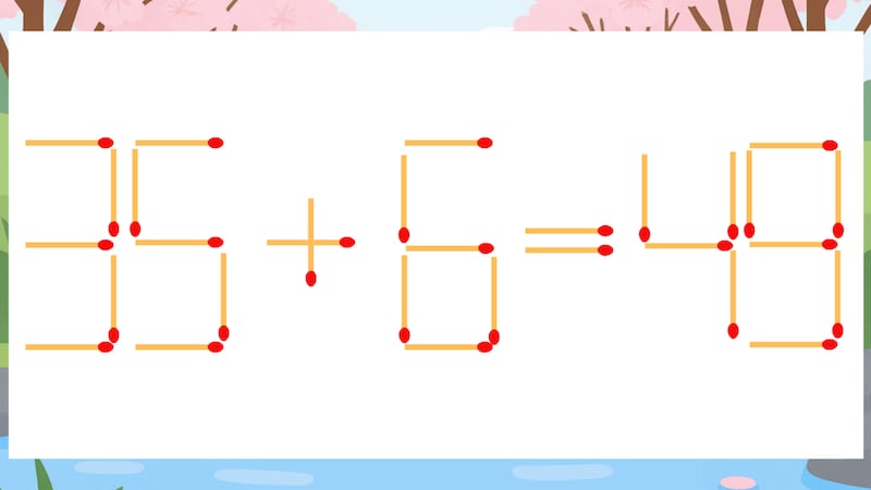 【マッチ棒クイズ】1本だけ動かして正しい式に：35+6=49？の画像
