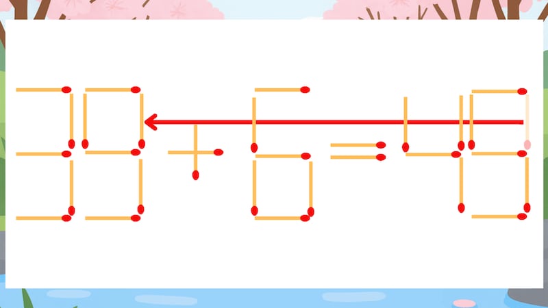 【マッチ棒クイズ】1本だけ動かして正しい式に：35+6=49？の正解画像