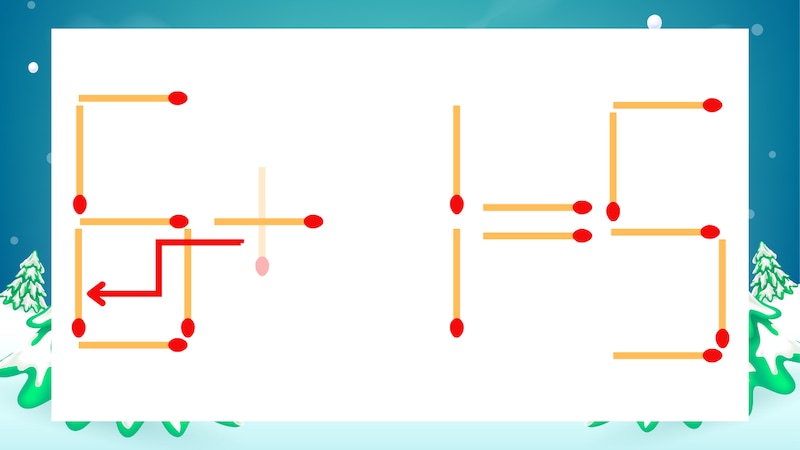 【マッチ棒クイズ】1本だけ動かして正しい式に：5+1=5？の正解画像