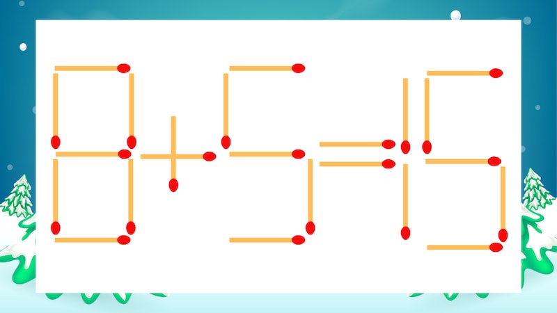 【マッチ棒クイズ】1本だけ動かして正しい式に：8+5=15？の画像