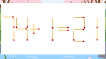 【マッチ棒クイズ】1本だけ動かして正しい式に：74+1=21？