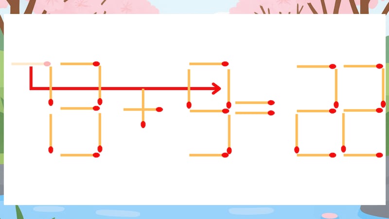 【マッチ棒クイズ】1本だけ動かして正しい式に：73+5=22？の正解画像