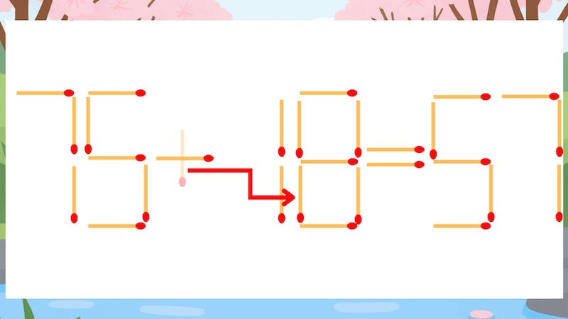 【マッチ棒クイズ】1本だけ動かして正しい式に：75+19=57？の正解画像