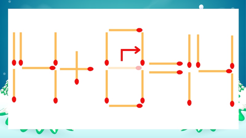 【マッチ棒クイズ】1本だけ動かして正しい式に：14+6=14？の正解画像